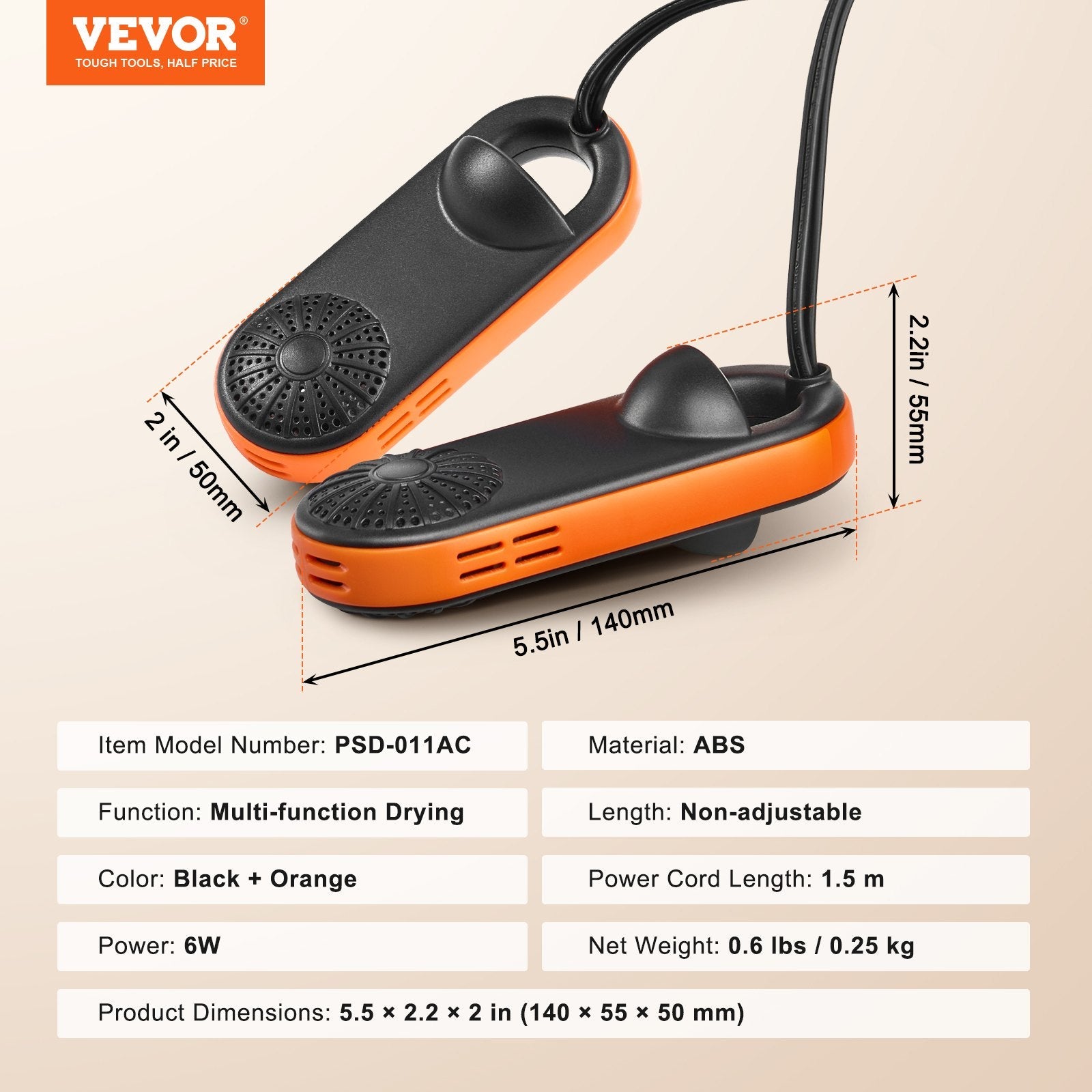 VEVOR Portable Boot and Shoe Dryer with Auto Temperature Control - Perfect for Winter Travel and Rainy Days, Fireproof Design for Shoes, Gloves, and Socks